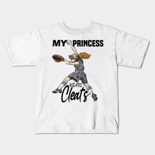 My princess wears cleats Softball mom, dad gift Kids T-Shirt